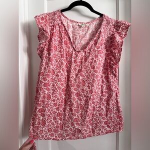 Style & Co. Pink Ruffled Cap Sleeve Blouse